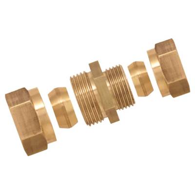Raccord union laiton brut à bague bicône diam.14mm réduit diam.12mm en vrac 1 pièce - Gedimat - BOUTTE