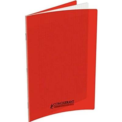 Cahier conquérant polypro agrafé 24x32 cm 140P 90G grands carreaux rouge