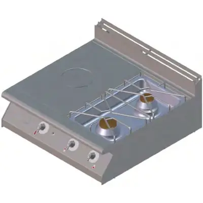 Plaques coup de feu gaz 25 dm² et 2 feux nus gaz sur placard ouvert - PCF25+2FND7/4.5-RC8 - Rosinox