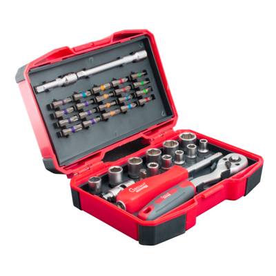 Coffret clé à cliquet 1/4 avec 36 accessoires GEDIMAT PERFORMANCE PRO - Gedimat