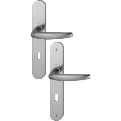 Ensemble de poignées sur plaques ATLANTA aluminium finition aspect inox clé L 38 - Gedimat - HOPPE
