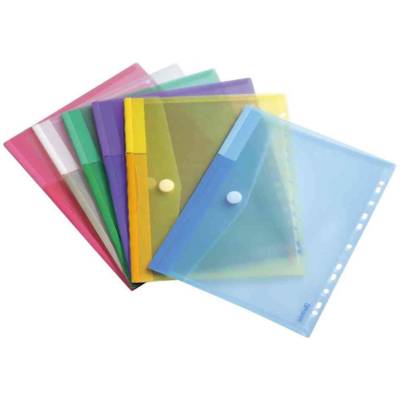 Lot de 12 pochettes enveloppes A4 avec perforation couleurs assorties
