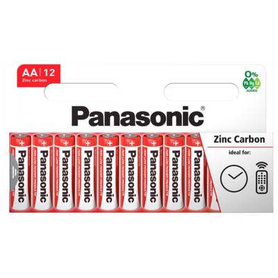 Pack de 12 Piles RED Zinc Carbon AA / LR6 1,5V