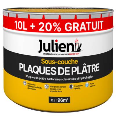 Sous-couche plaque de plâtre J6 JULIEN - bidon de 10 litres + 20 % gratuit - Gedimat