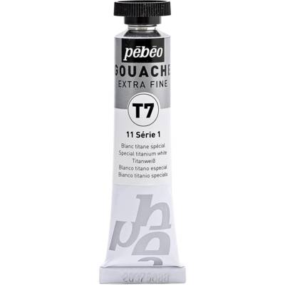 Tube 20ml Peinture Gouache T7 extra fine BLANC TITANE - PÉBÉO