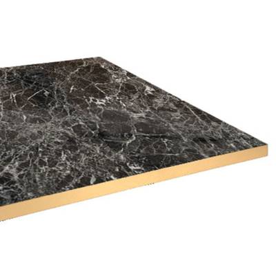 Plateau de table carré Marbre Noir & laiton - RestooTab