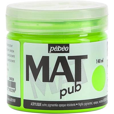 Pot 140ml Peinture Acrylique MAT pub Vert Fluo - PÉBÉO