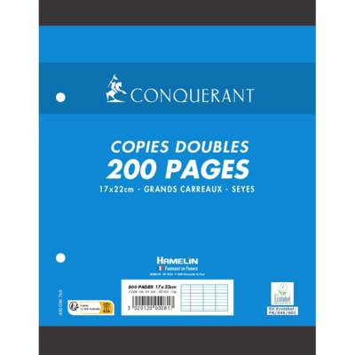 Copies Doubles 17x22cm 200 Pages 70g Grand Carreaux Sous Film Blanches