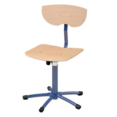 Siège SION HR assise et dossier bois Blueprotech® piètement époxy - H42 à 60 cm - Bleu RAL 5002 - Mobidecor
