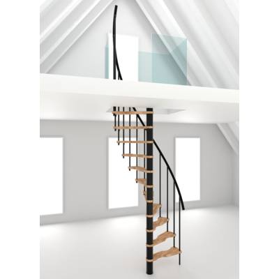 Escalier hélicoïdal SUONO SMART acier noir marche hêtre laqué - Gedimat - MINKA