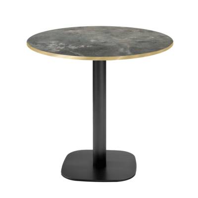 Table pied noir Ø70cm pierre metallisee chants laiton - intérieur - RestooTab