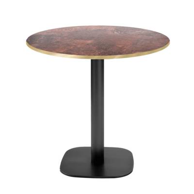 Table pied noir Ø70cm rouille roc chant laiton - intérieur - RestooTab