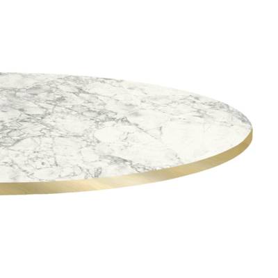 Plateau de table rond Marbre Bianca Luna & laiton - RestooTab