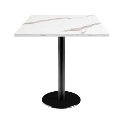 Table pied noir 70x70cm marbre blanc - intérieur - RestooTab