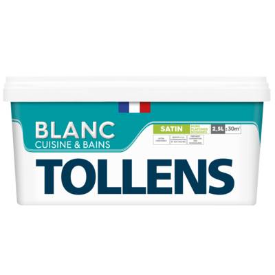 Peinture cuisine et bains blanc satin - pot de 2,5l - Gedimat - TOLLENS