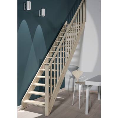Escalier 1/4 tournant droit sapin kit BERGEN - 2.75m - Gedimat - SOGEM