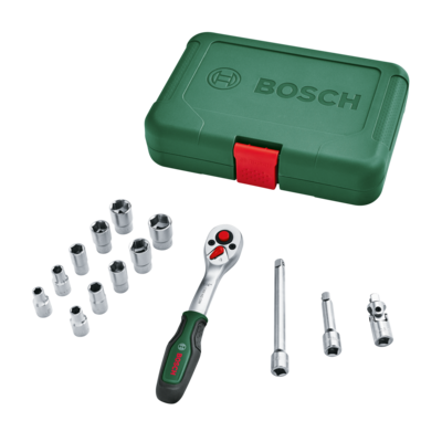 Set 14 pièces avec cliquet 1/4" - BOSCH - 1600A02BY0 - BOSCH Vert