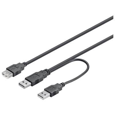 Câble data Power Usb High Speed  2 x mâle + 1 x femelle, 30cm, noir