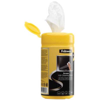 Boîte distributrice 100 Lingettes Biodégradables Nettoyantes Ecran - FELLOWES