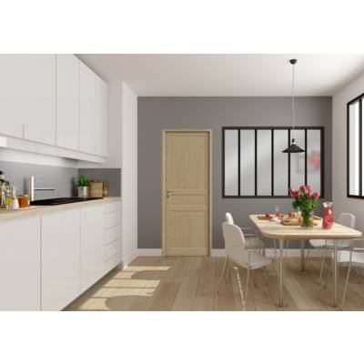 Bloc-porte sapin CELIA à recouvrement H.72x45mm - 204 x 83 cm - droit poussant - Serrure à penne dormant demi - Gedimat - GIMM MENUISERIES