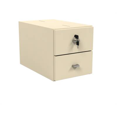 Caisson 2 tiroirs NOVA mélaminé - L32xP55xH35 cm - Ivoire/Coquille d'œuf - MOBIDECOR