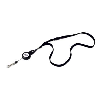 Lot de 10 tours de cou noirs de 40 cm  x 1 cm de large avec enrouleur de 60 cm de long