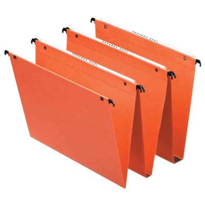 Lot de 25 dossiers suspendus en kraft Orange pour tiroirs Dual fond V