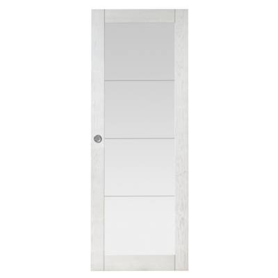 Porte coulissante pleine BORA chêne rustique blanc - 204 x 73 cm - Gedimat