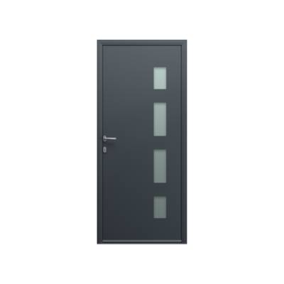 Porte d'entrée alu HUGO gris anthracite/blanc dormant 63 mm avec tapées pour isolation 120 mm - 215 x 90 cm - Gedimat - GARDEN GATE
