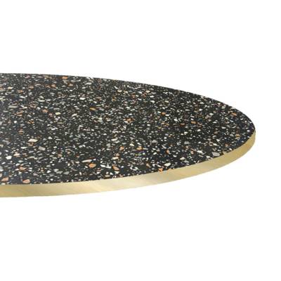 Plateau de table rond Terrazzo Black & laiton - RestooTab