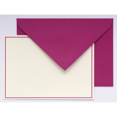 Pack 10 Cartes 300g + 10 Enveloppes 107x152mm "bordées" Vergées Framboise - G.LALO