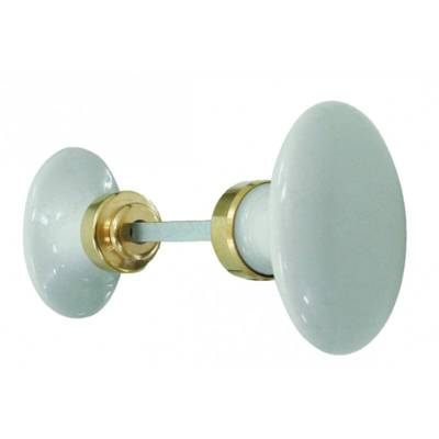 Bouton double ovale porcelaine blanc/laiton poli - Gedimat - DT 2000