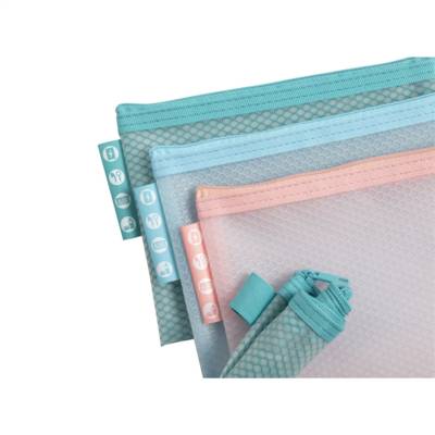 Pochette à fermeture éclair en plastique souple Chromaline pastel - A6 - Couleurs assorties