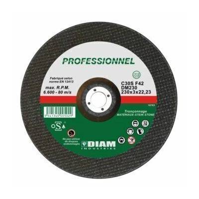 Disque abrasif diam.230 X 3 X 22.23 matériaux - DIAM INDUSTRIES - DM230/22
