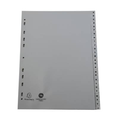 Intercalaires imprimés alphabétiques PP recyclé gris - AZ 26 positions - A4 - Gris