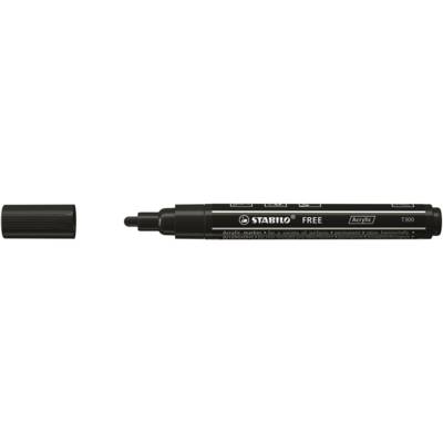 Marqueur pointe moyenne FREE acrylic T300 noir - STABILO