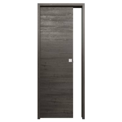 Porte coulissante pleine BERING décor gris anthracite - 204 x 73 cm - Gedimat - SOGAL