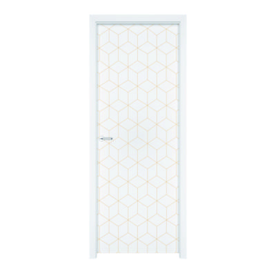 Bloc-porte alvéolaire CUBE gravé à peindre à recouvrement Hui.90 mm - 204 x 73 cm - Gedimat