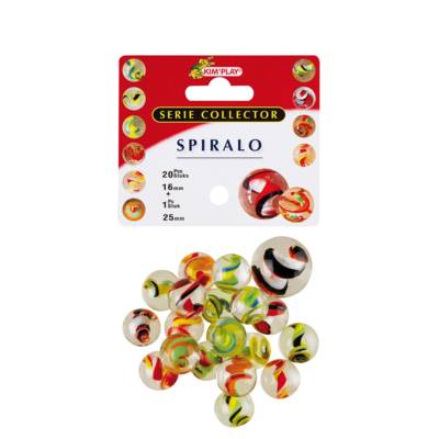 Sachet de 20 Billes,verre 16mm et 1 Calot 25mm SPIRALO