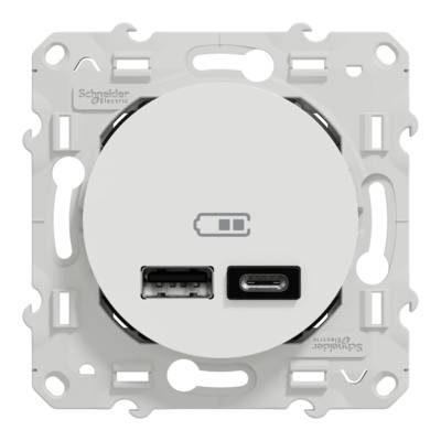 Prise double chargeur USB A+C ODACE 12W - Blanc - Gedimat - SCHNEIDER ELECTRIC