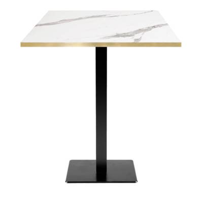 Mange-debout pied noir 70x70cm marbre blanc chant laiton - intérieur - RestooTab