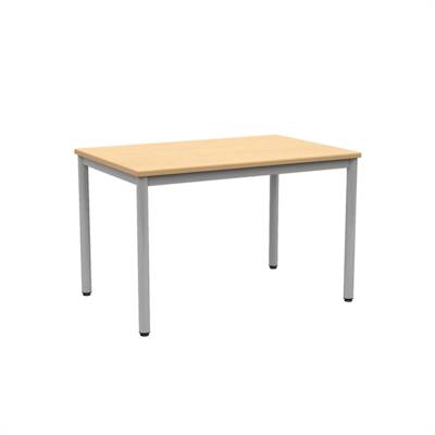 Table CARÉLIE plateau ép.24 mm stratifié chant polyuréthane beige piètement époxy - 120x80 cm - T6 - Hêtre miel/gris alu RAL 9006 - MOBIDECOR