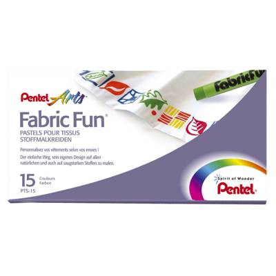 Boîte de 15 pastels pour tissu - diamètre 8 mm assorties