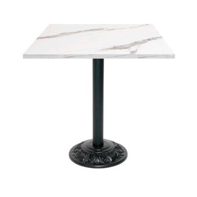 Table pied noir 70x70cm marbre blanc - intérieur - RestooTab