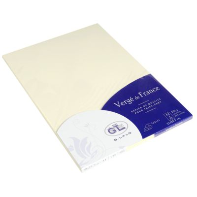paquet de 25 cartes A4 vergé 210g Ivoire