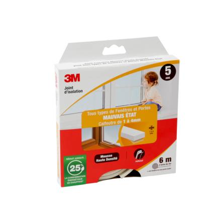 Joint d'isolation premium pour portes et fenêtres mauvais état blanc - Gedimat - 3M BRICOLAGE et BATIMENT