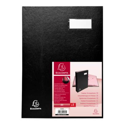 Parapheur DIRECTION 18 Compartiments Couverture en Carton Plastifié Noir