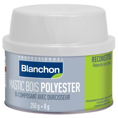 Mastic bois polyester bi-composant avec durcisseur pin - Gedimat - BLANCHON