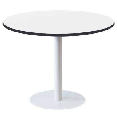 Table pied blanc Ø120cm blanc chants noir - intérieur - RestooTab