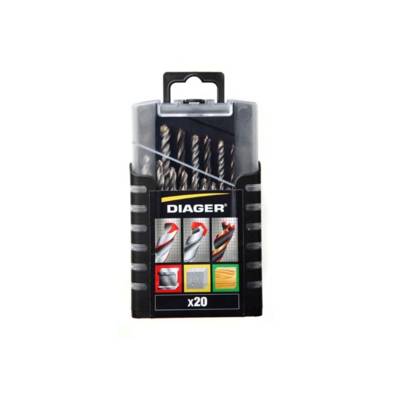 Coffret de 20 forets mixtes - DIAGER - Béton/Bois/métaux - 5017A - DIAGER BATIMENT SA